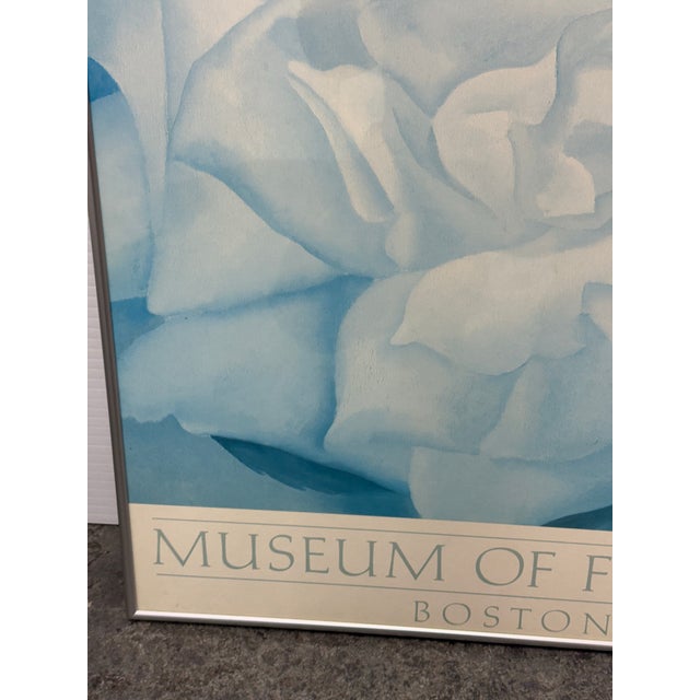 Blue Georgia O'Keeffe "White Rose With Larkspur No. 2" Poster, Framed For Sale - Image 8 of 12