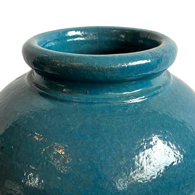 Vintage Turquoise Blue Java Vase For Sale In Los Angeles - Image 6 of 7