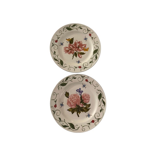 Mid-Century Modern Vintage Botanical Garden Dinner Plates - A Pair For Sale - Image 3 of 12