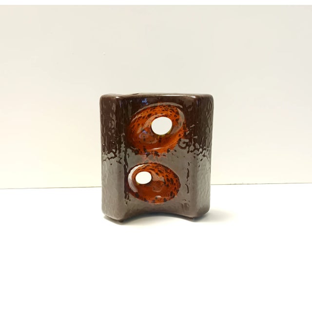 1970s Postmodern Brown and Orange Glazed Ceramic Vase by Giovanni Bertoncello, 1970s For Sale - Image 5 of 8