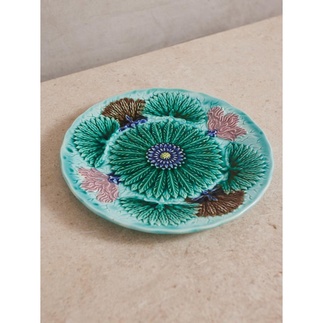 Art Nouveau Majolica Antique Villeroy & Boch Plate For Sale - Image 3 of 11