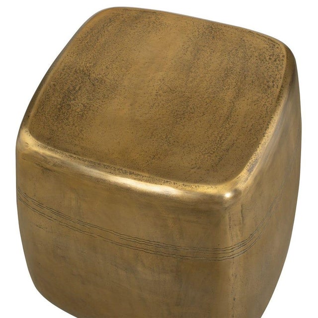 Contemporary Outdoor Indoor Ibiza Brass Side Table Stool For Sale - Image 3 of 5
