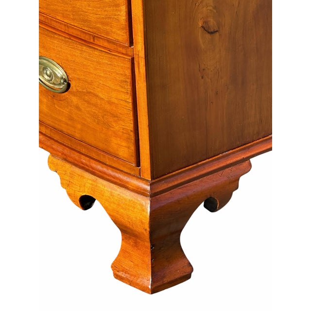Antique Chippendale Connecticut River Valley Cherry Bowfront Bachelor's Chest For Sale - Image 4 of 12