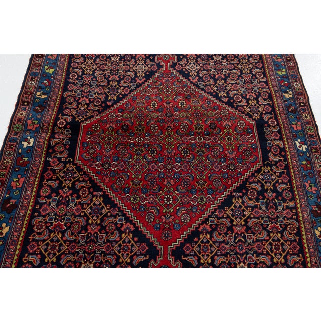 Red 1900s Antique Red Persian Bidjar Wool Rug With Allover Design For Sale - Image 8 of 9