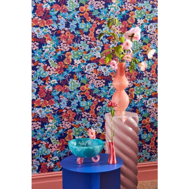 Contemporary Harlequin Wildflower Meadow Wallpaper in Carnelian/Spinel/Pearl - a Sample For Sale - Image 3 of 3