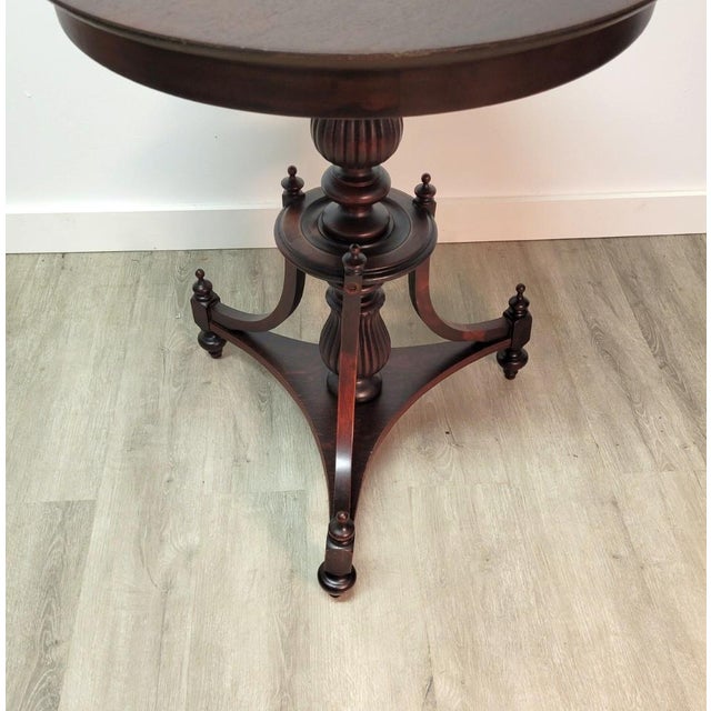 Antique English Victorian Mahogany Round Occasional Side Table, Circa 1890 For Sale In Raleigh - Image 6 of 7