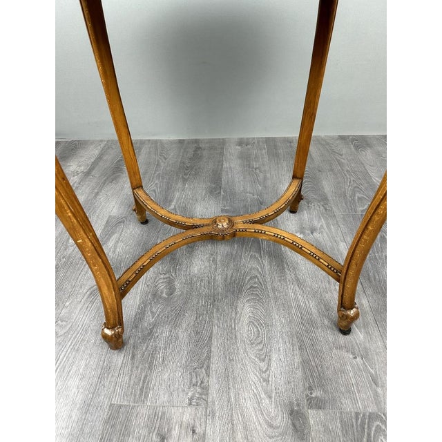 Brown 19th Century Louis XVI Oval Pedestal Table in Carved Wood and Marble, 1890s For Sale - Image 8 of 9