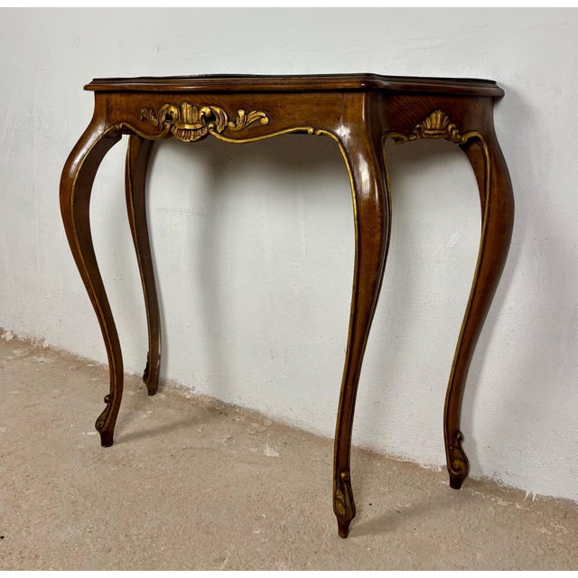 French Louis XV Style Walnut Console Table, 1930s For Sale - Image 4 of 11