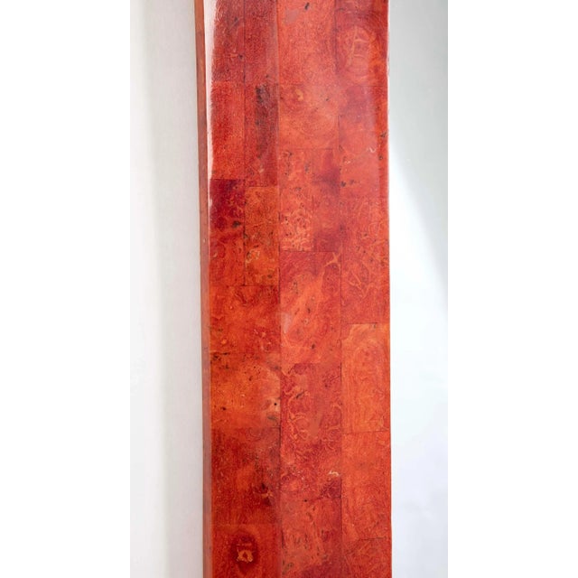 Brown Italian Mid 20th Century Lacquered Shell Coral Colored Octagonal Mirror For Sale - Image 8 of 8