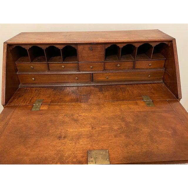 Beautifully preserved cherry slantfront desk once owned by actor David Grogh of the Rhoda show. Hinges have been moved as...