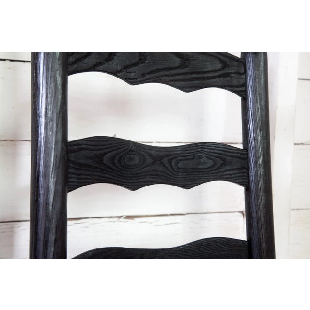 Black 1930s Vintage Gothic Americana Oak LadderBack Accent Chair For Sale - Image 8 of 10