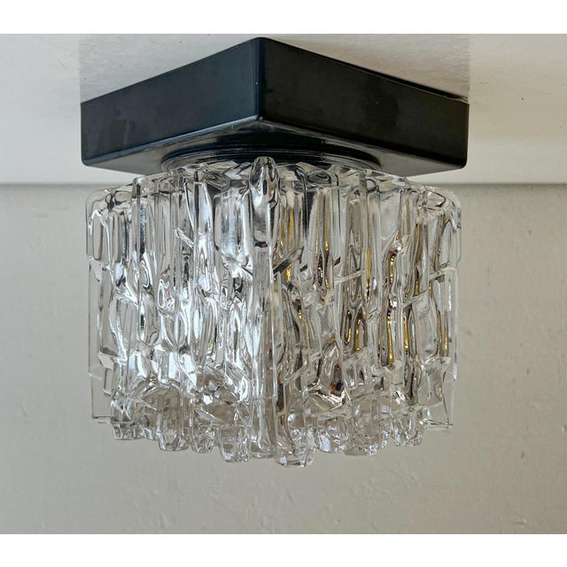 Textured Ice Glass Square Flushmount in the style of Helena Tynell, 1960s For Sale - Image 12 of 15