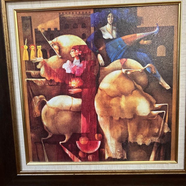 20 Th Century Oil on Board Surrealistic Image by Spanish Artist Josep Baques Signed Framed For Sale - Image 9 of 10