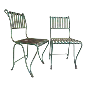 Rare 19th Century Antique French Wrought Iron Garden Chairs - A Pair