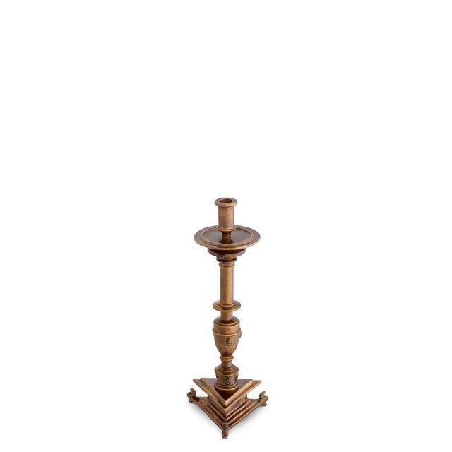 Metal Antique Candleholder with Gold Finish, Set of 2 For Sale - Image 7 of 11