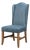 Blue Leather Wingback Dining Chairs, High Back, Sets of 2 For Sale