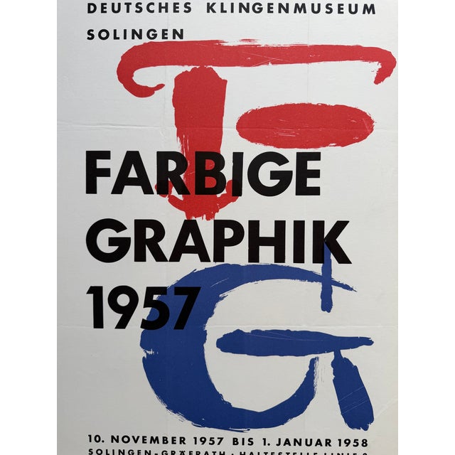 Abstract Anonymous, Farbige Graphik, 1957, Deutsches Klingenmuseum Solingen, 1957, Vintage Exhibition Poster, Printed in Germany For Sale - Image 3 of 12