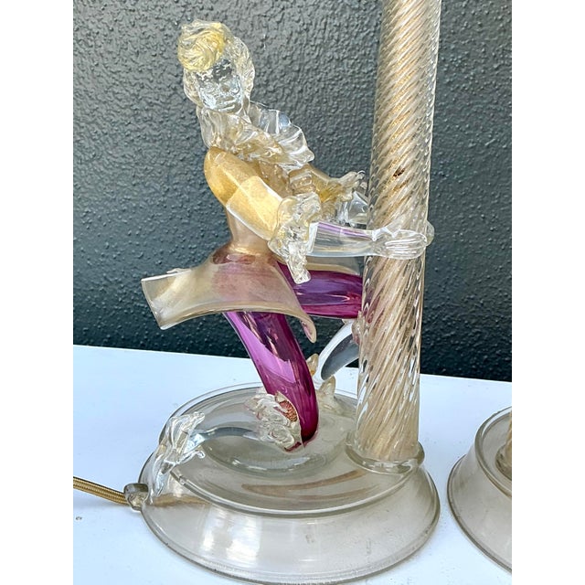 Vintage Italian Barovier and Toso Murano Glass Figurative Lamps For Sale - Image 9 of 12