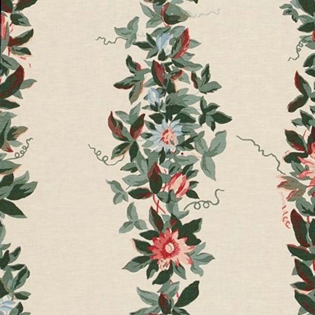 Beautiful trailing floral fabric printed on a linen/cotton blend. Full width remnant available - 58" wide x 1 yard 19"...