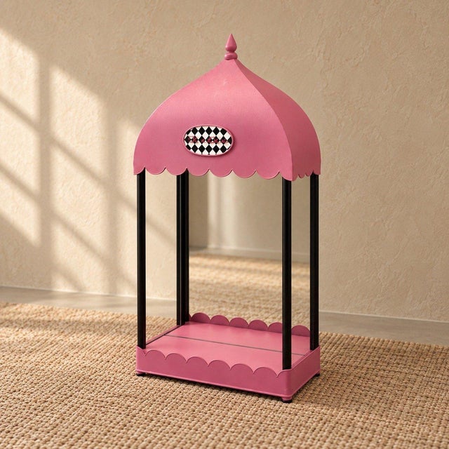 Vintage Pink-Parisian Whimsy Shelf-Mirror | French Cafe Style With Scalloped Base For Sale - Image 4 of 4