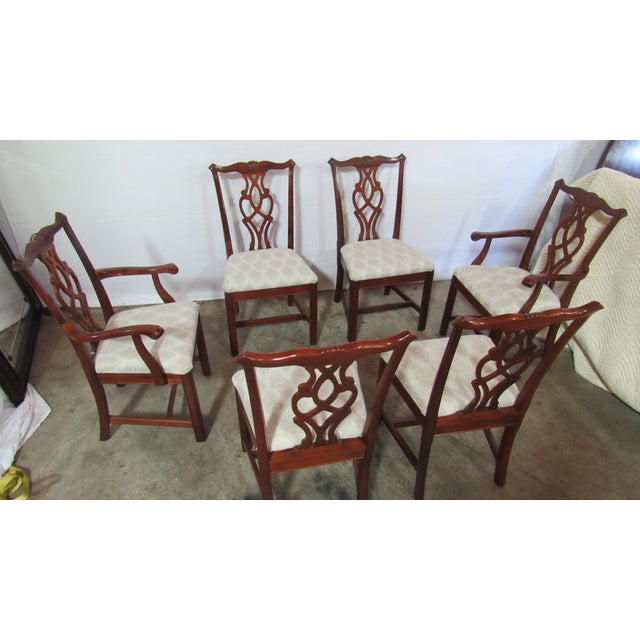 Chippendale 1980s Solid Mahogany Set Chippendale Dining Room Chairs For Sale - Image 3 of 15