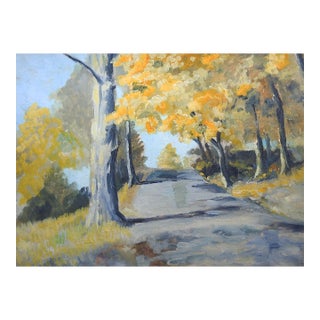 Mid 20th Century Impressionist Autumn Lane Landscape Painting For Sale