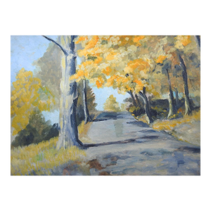 Mid 20th Century Impressionist Autumn Lane Landscape Painting