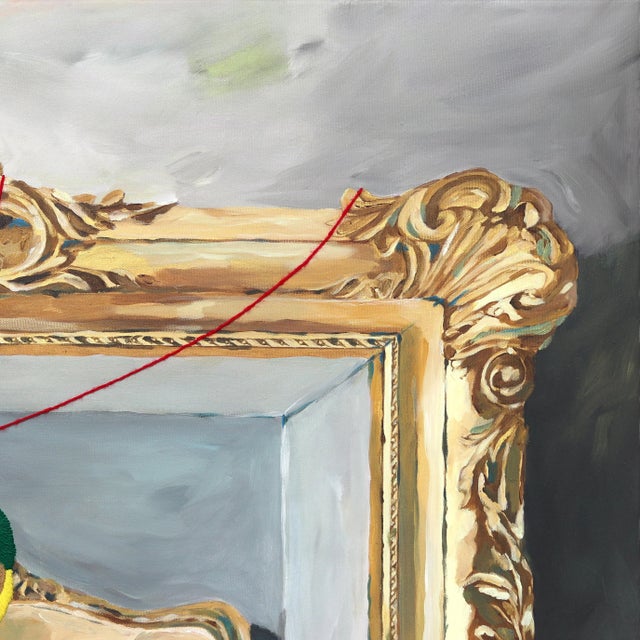 A Figure in a Frame - Figurative Surrealist Portrait Painting Original Artwork by Iqi Qoror For Sale - Image 4 of 9