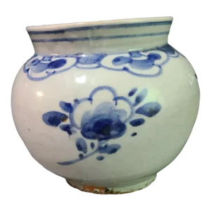Antique Korean Pottery Blue & White Joseon Small Vase Jar
