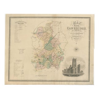 Antique Map of Cambridgeshire with Ely Cathedral by Greenwood, 1834 For Sale