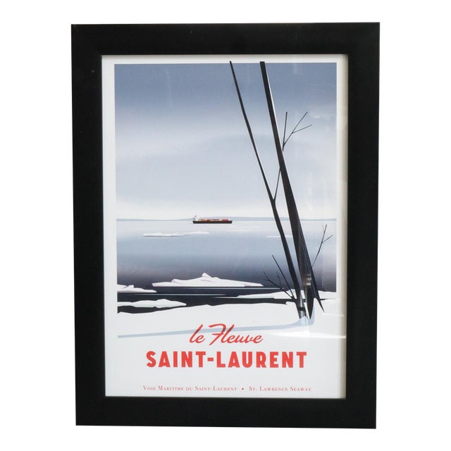 2019 Contemporary Poster, Pascal Blanchet, Le Fleuve St. Laurent, Small, Framed For Sale