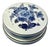 1940s Vintage Hollywood Regency Boho Chic Delft Hand Painted Covered Trinket Box For Sale