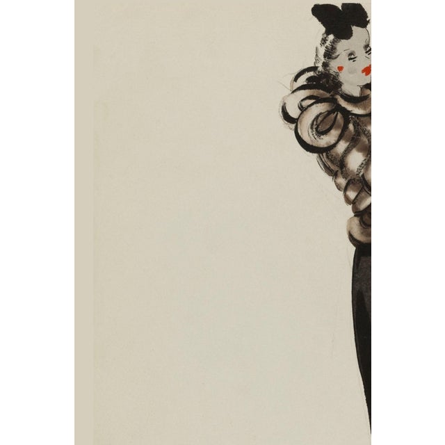 Bunny Williams Home Vintage French Fashion Art Print – Art Deco Woman in Brown, 36" X 48" For Sale - Image 4 of 8