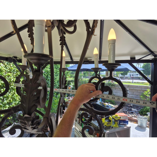 1970s Spanish Revival Wrought Iron Chandelier For Sale - Image 12 of 12