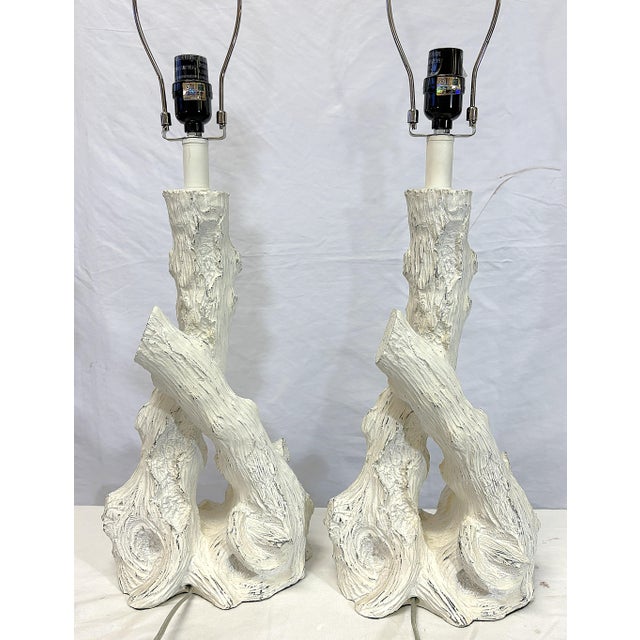 Italian Style Faux Bois Table Lamps- A Pair For Sale - Image 9 of 16