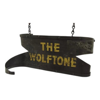Vintage Metal Sign "Wolftone" Hanging For Sale