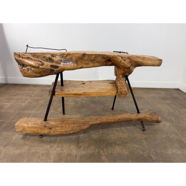 Mid 20th Century Mid 20th Century Monumental Mexican Organic Modern Sculptural Bar in Solid Carved Wood and Iron For Sale - Image 5 of 18