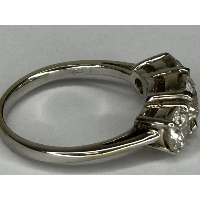 Exquisite 18ct White Gold Trilogy Diamond Engagement Ring – 2ct, British Vintage Original For Sale - Image 6 of 18