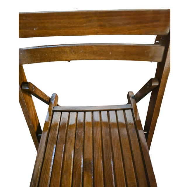 Brown Mid-20th Century Romanian Folding Ladder-Back Chairs – Solid Wood For Sale - Image 8 of 10