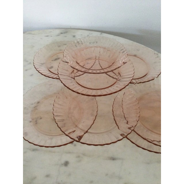Vintage Pink Palette Blush Swirl Dessert Plates- Set of 8 For Sale In Orlando - Image 6 of 8