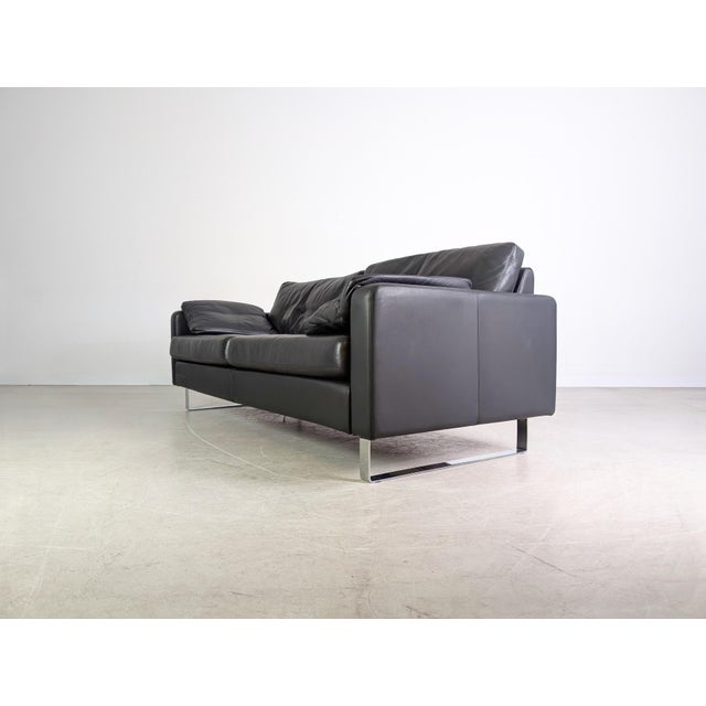 Conseta Three-Seater Sofa in Black Leather from Cor For Sale - Image 4 of 11
