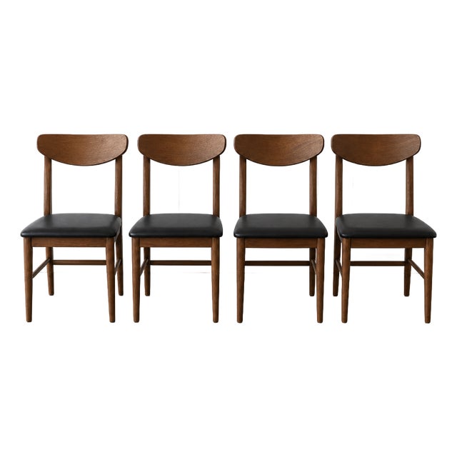 Set of 4 Mid Century Modern Walnut Dining Chairs. For Sale