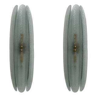 Mid-Century Modern Aqua Green Murano Glass Sconces, 2000, Set of 2 For Sale