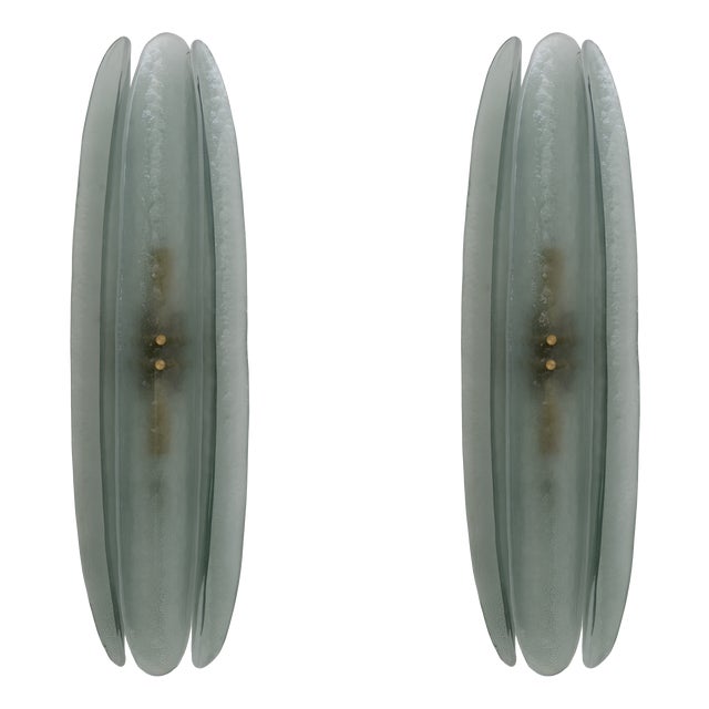 Mid-Century Modern Aqua Green Murano Glass Sconces, 2000, Set of 2 For Sale
