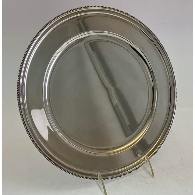 Mid-Century Modern 1980s Silver Round Platters Beaded, 11.5 In. For Sale - Image 3 of 7