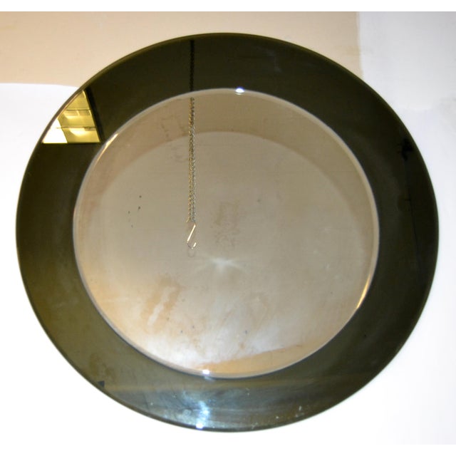 1960s Round Black Tinted Beveled Art Glass Wall Mirror Space Age Antonio Lupi For Sale - Image 12 of 12