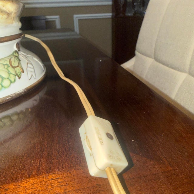 Vintage Italian Capodimonte-Style Hand Painted Porcelain Pheasant Lady With Lamb Figurine Lamp For Sale - Image 16 of 17