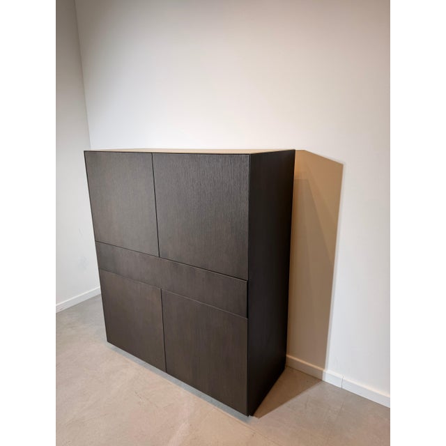 Wooden Storage Cabinet with Glass Top For Sale - Image 4 of 5