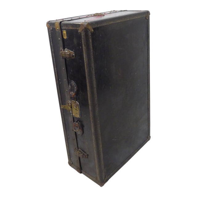 Vintage French Leather Trunk For Sale