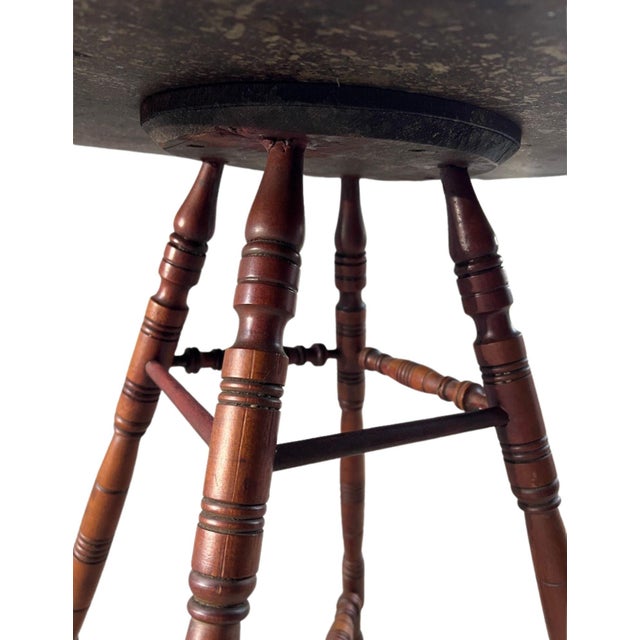 Mid 19th Century Antique Spool-Turned Oak Side Table For Sale - Image 5 of 11